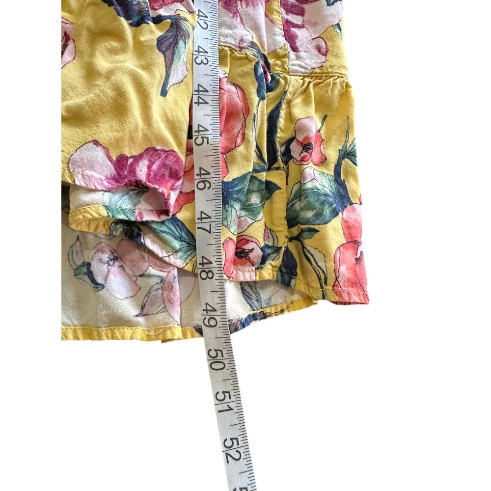 Floral Yellow Off-Shoulder Maxi Dress Ruffled Neckline Button Front Tassel - Picture 8 of 10